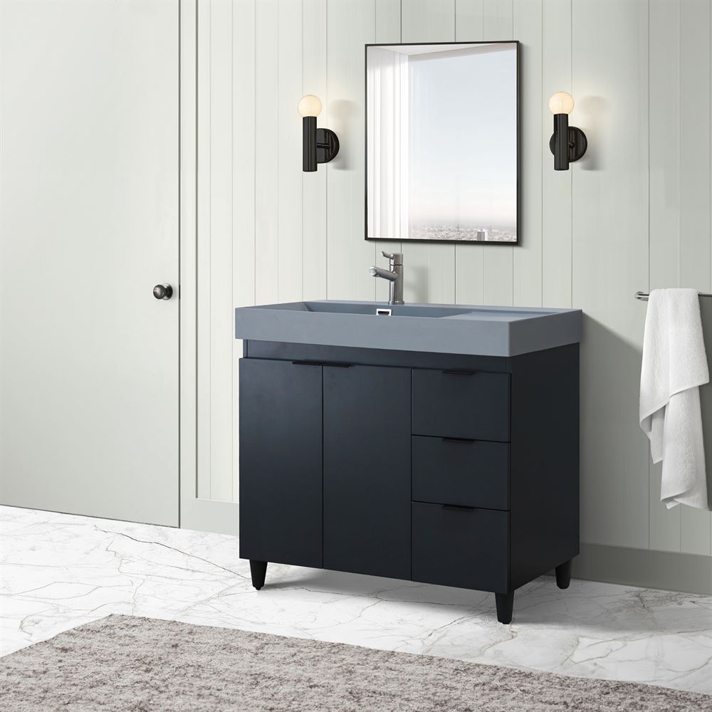 Bellaterra Home G3918-DG-SG 39" Dark Gray Single Sink Vanity With Dark Gray Composite Granite Sink Top