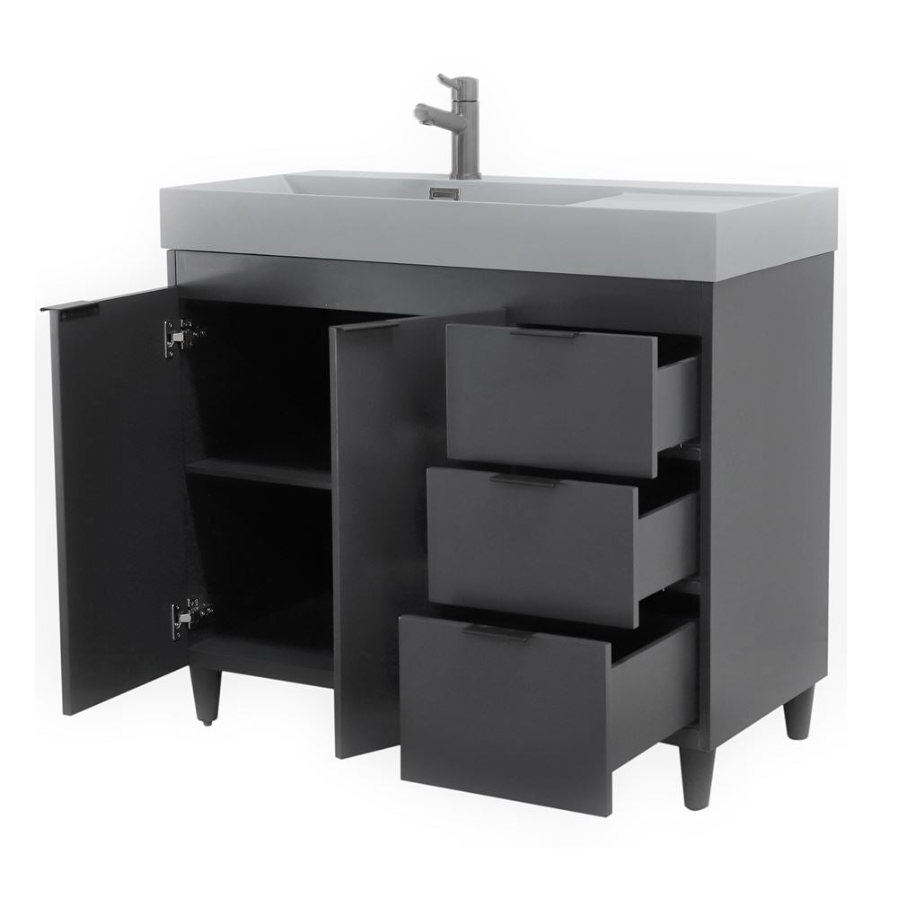 Bellaterra Home G3918-DG-SG 39" Dark Gray Single Sink Vanity With Dark Gray Composite Granite Sink Top