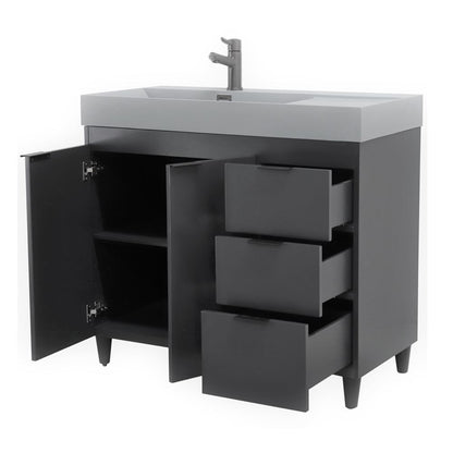 Bellaterra Home G3918-DG-SG 39" Dark Gray Single Sink Vanity With Dark Gray Composite Granite Sink Top