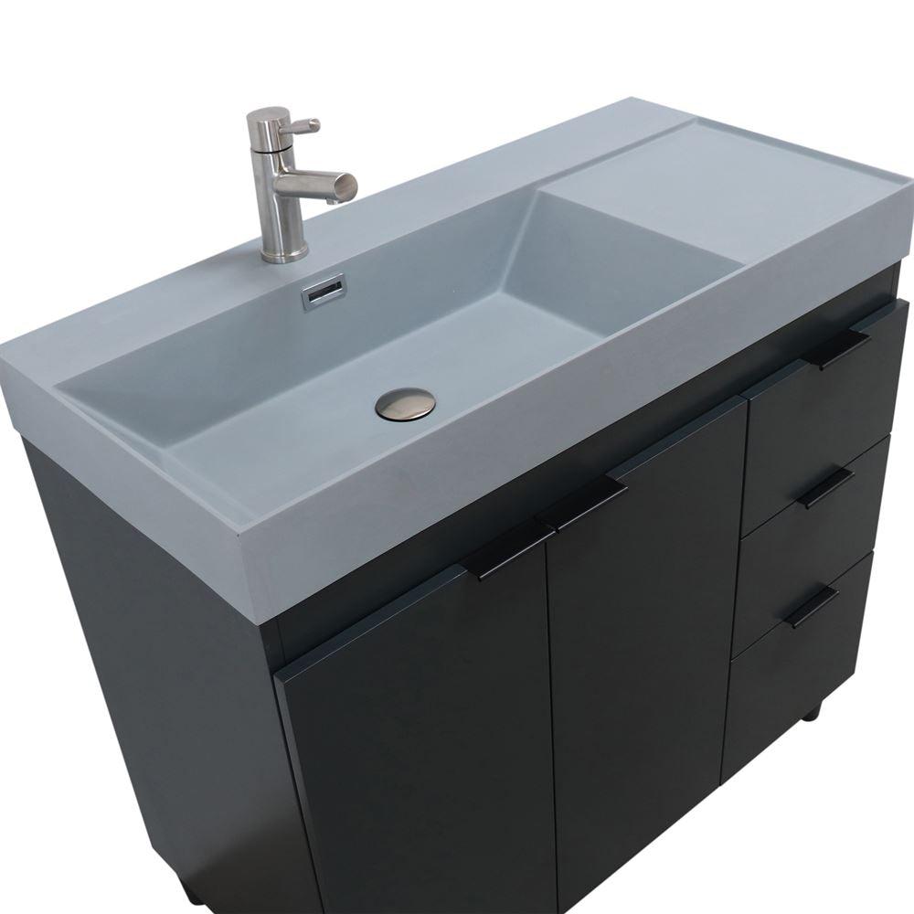 Bellaterra Home G3918-DG-SG 39" Dark Gray Single Sink Vanity With Dark Gray Composite Granite Sink Top
