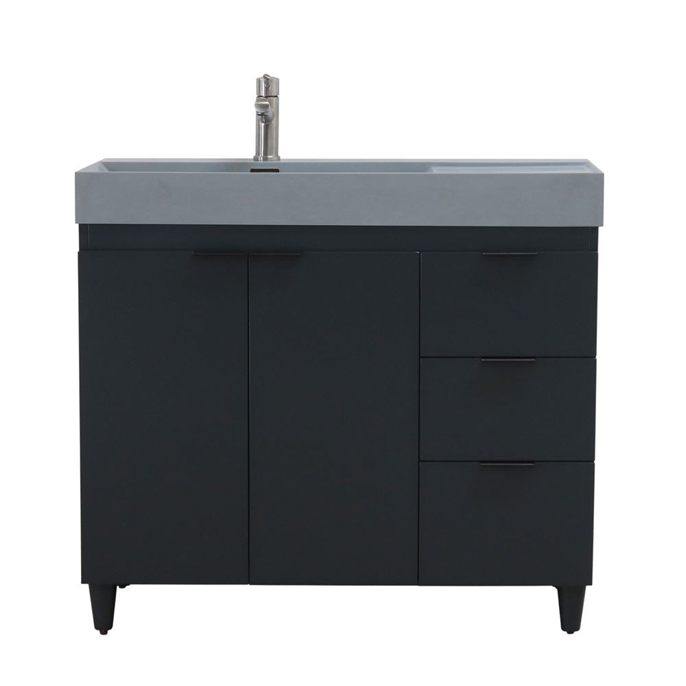 Bellaterra Home G3918-DG-SG 39" Dark Gray Single Sink Vanity With Dark Gray Composite Granite Sink Top