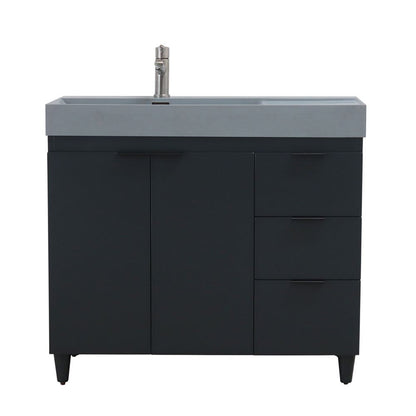 Bellaterra Home G3918-DG-SG 39" Dark Gray Single Sink Vanity With Dark Gray Composite Granite Sink Top