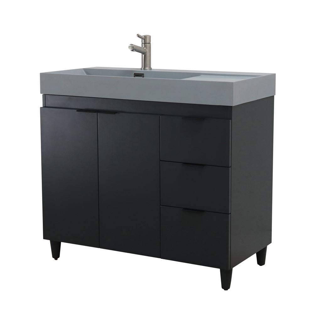 Bellaterra Home G3918-DG-SG 39" Dark Gray Single Sink Vanity With Dark Gray Composite Granite Sink Top