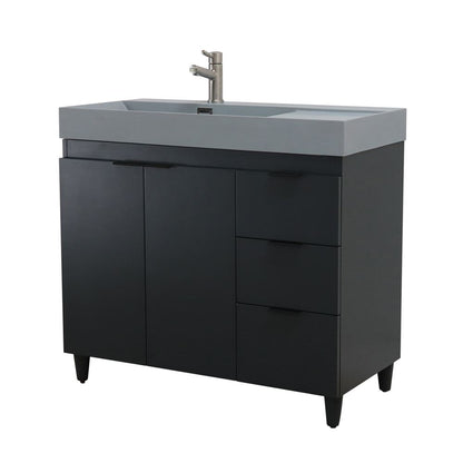 Bellaterra Home G3918-DG-SG 39" Dark Gray Single Sink Vanity With Dark Gray Composite Granite Sink Top
