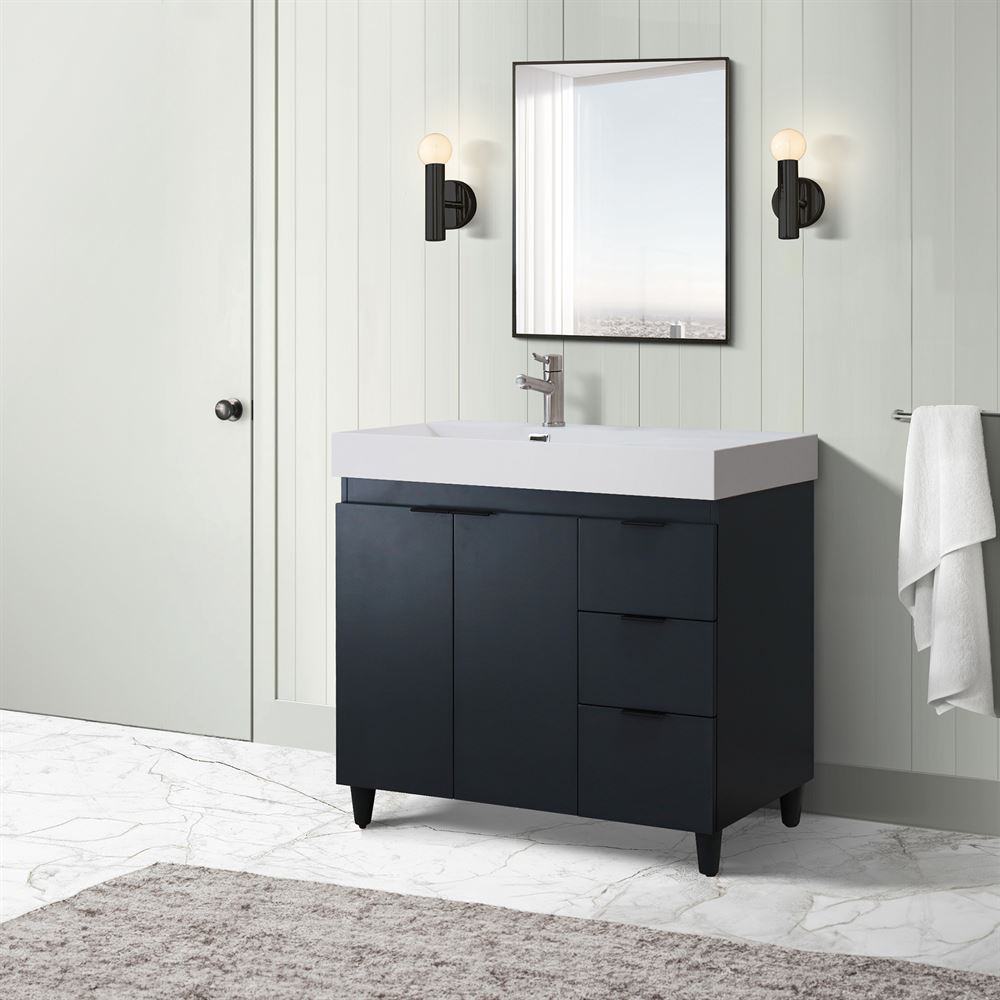 Bellaterra Home G3918-DG-SW 39" Dark Gray Single Sink Vanity With White Composite Granite Sink Top