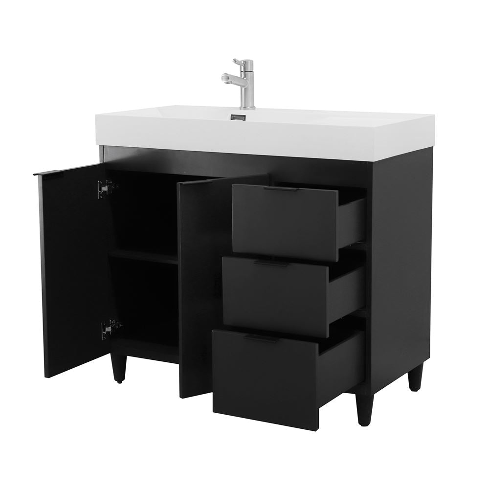 Bellaterra Home G3918-DG-SW 39" Dark Gray Single Sink Vanity With White Composite Granite Sink Top