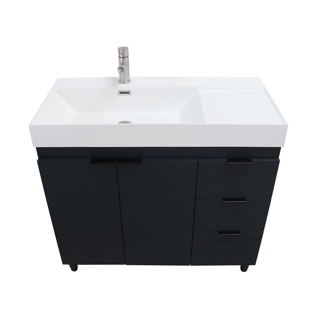 Bellaterra Home G3918-DG-SW 39" Dark Gray Single Sink Vanity With White Composite Granite Sink Top