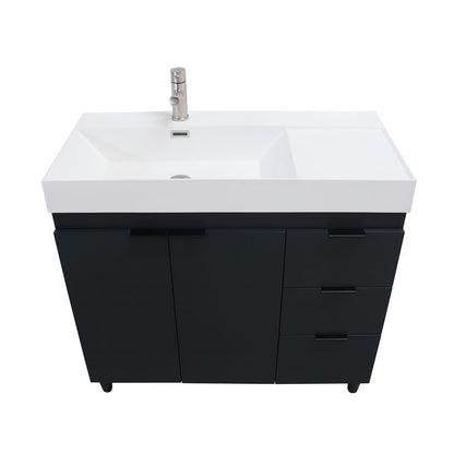 Bellaterra Home G3918-DG-SW 39" Dark Gray Single Sink Vanity With White Composite Granite Sink Top