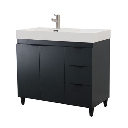 Bellaterra Home G3918-DG-SW 39" Dark Gray Single Sink Vanity With White Composite Granite Sink Top