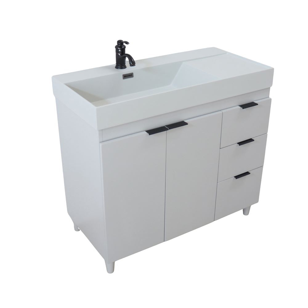 Bellaterra Home G3918-FG-FG 39" French Gray Single Sink Vanity With Light Gray Composite Granite Sink Top