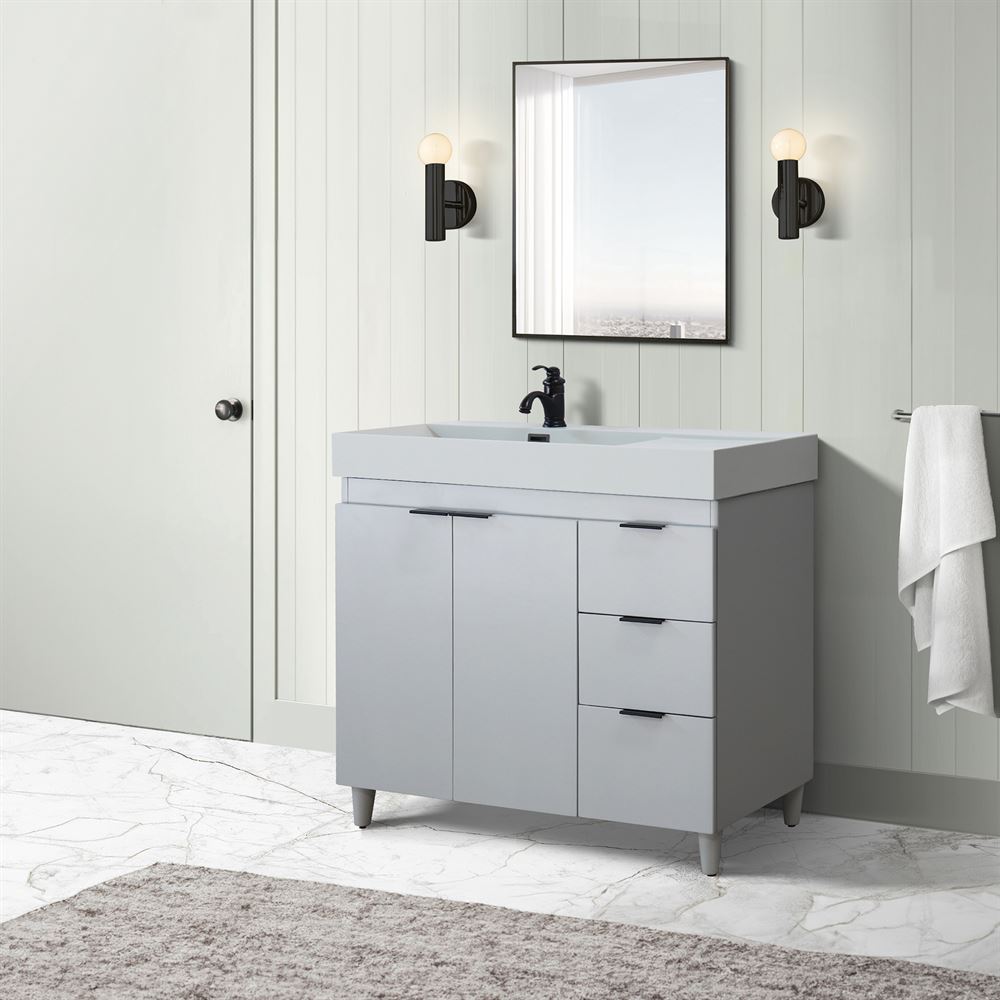 Bellaterra Home G3918-FG-FG 39" French Gray Single Sink Vanity With Light Gray Composite Granite Sink Top