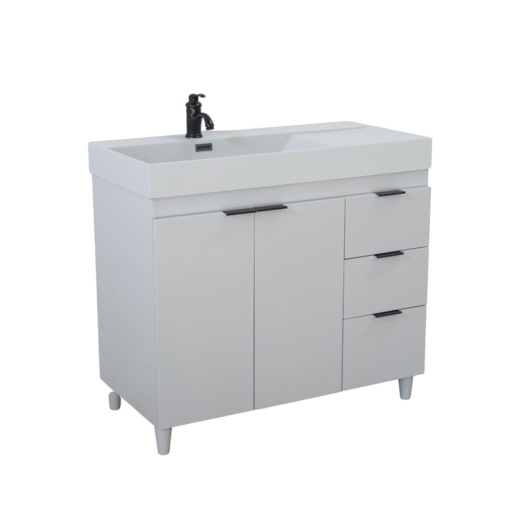 Bellaterra Home G3918-FG-FG 39" French Gray Single Sink Vanity With Light Gray Composite Granite Sink Top