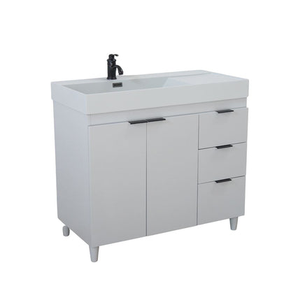 Bellaterra Home G3918-FG-FG 39" French Gray Single Sink Vanity With Light Gray Composite Granite Sink Top