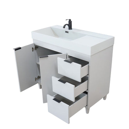 Bellaterra Home G3918-FG-FG 39" French Gray Single Sink Vanity With Light Gray Composite Granite Sink Top