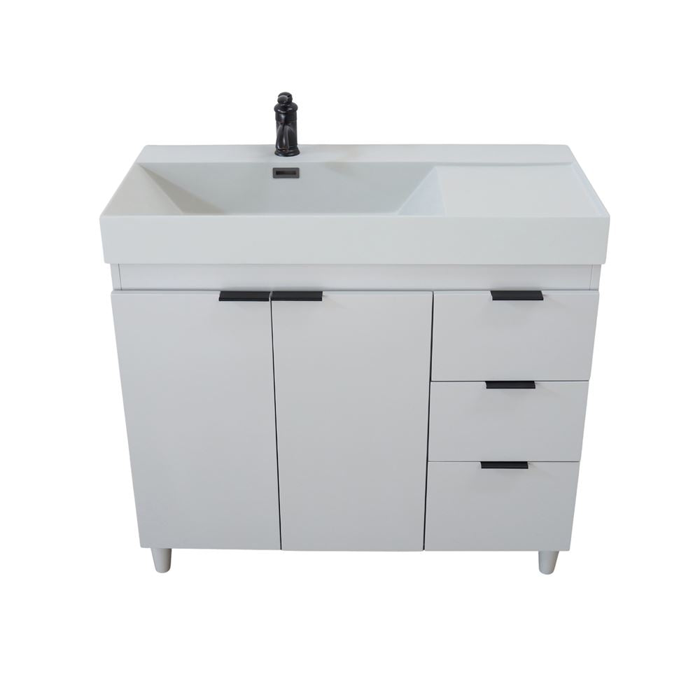 Bellaterra Home G3918-FG-FG 39" French Gray Single Sink Vanity With Light Gray Composite Granite Sink Top