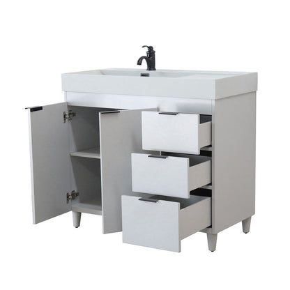 Bellaterra Home G3918-FG-FG 39" French Gray Single Sink Vanity With Light Gray Composite Granite Sink Top