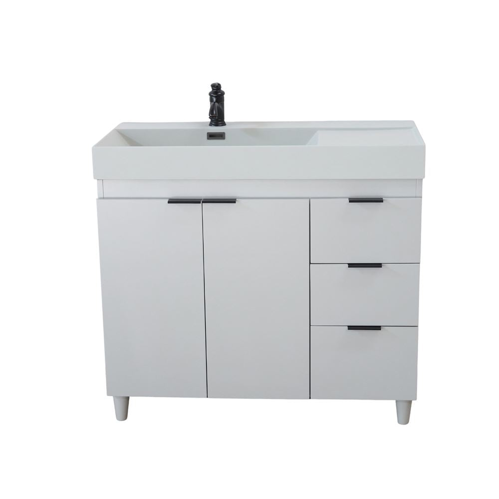 Bellaterra Home G3918-FG-FG 39" French Gray Single Sink Vanity With Light Gray Composite Granite Sink Top