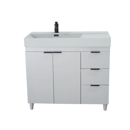Bellaterra Home G3918-FG-FG 39" French Gray Single Sink Vanity With Light Gray Composite Granite Sink Top