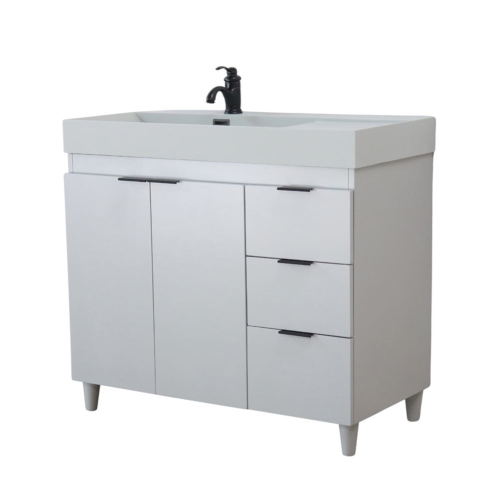 Bellaterra Home G3918-FG-FG 39" French Gray Single Sink Vanity With Light Gray Composite Granite Sink Top
