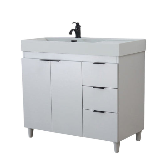 Bellaterra Home G3918-FG-FG 39" French Gray Single Sink Vanity With Light Gray Composite Granite Sink Top