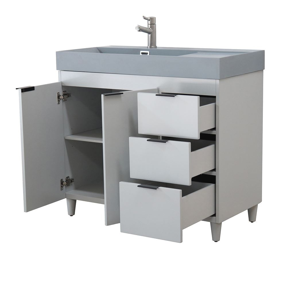 Bellaterra Home G3918-FG-SG 39" French Gray Single Sink Vanity With Dark Gray Composite Granite Sink Top