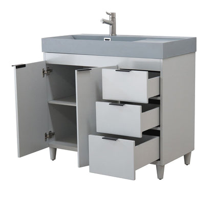 Bellaterra Home G3918-FG-SG 39" French Gray Single Sink Vanity With Dark Gray Composite Granite Sink Top