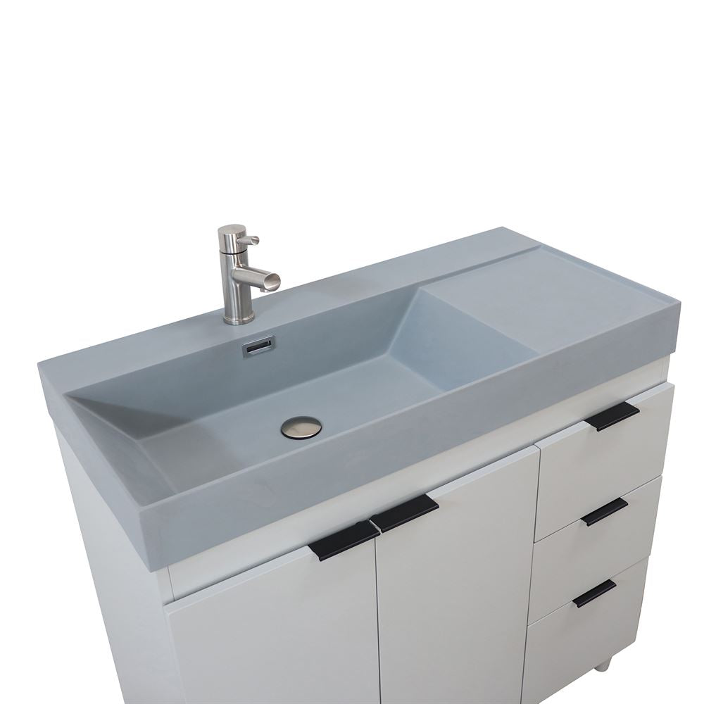 Bellaterra Home G3918-FG-SG 39" French Gray Single Sink Vanity With Dark Gray Composite Granite Sink Top