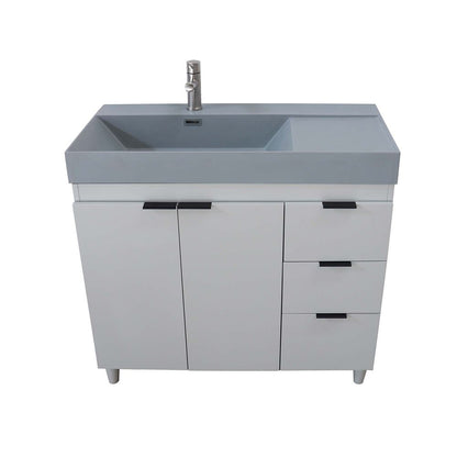 Bellaterra Home G3918-FG-SG 39" French Gray Single Sink Vanity With Dark Gray Composite Granite Sink Top
