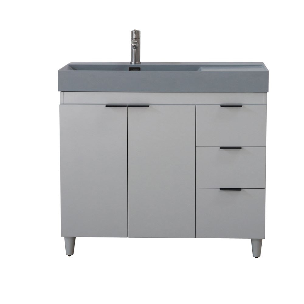 Bellaterra Home G3918-FG-SG 39" French Gray Single Sink Vanity With Dark Gray Composite Granite Sink Top