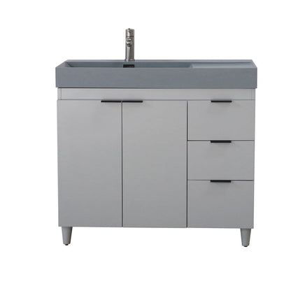 Bellaterra Home G3918-FG-SG 39" French Gray Single Sink Vanity With Dark Gray Composite Granite Sink Top
