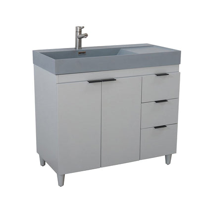 Bellaterra Home G3918-FG-SG 39" French Gray Single Sink Vanity With Dark Gray Composite Granite Sink Top