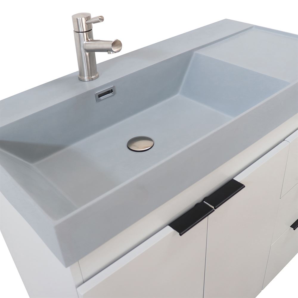Bellaterra Home G3918-FG-SG 39" French Gray Single Sink Vanity With Dark Gray Composite Granite Sink Top