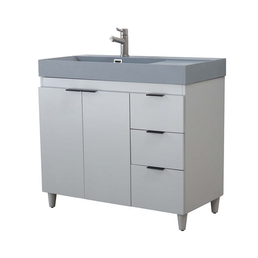 Bellaterra Home G3918-FG-SG 39" French Gray Single Sink Vanity With Dark Gray Composite Granite Sink Top