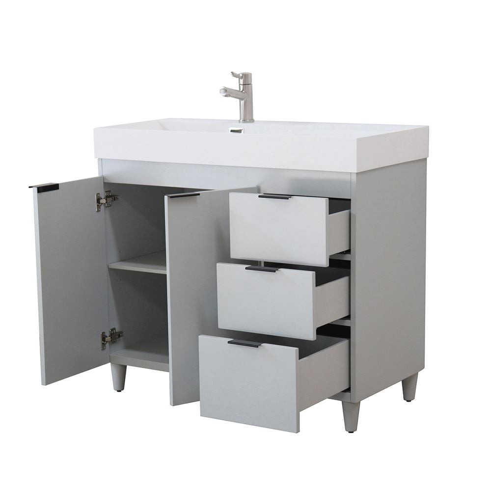 Bellaterra Home G3918-FG-SW 39" French Gray Single Sink Vanity With White Composite Granite Sink Top