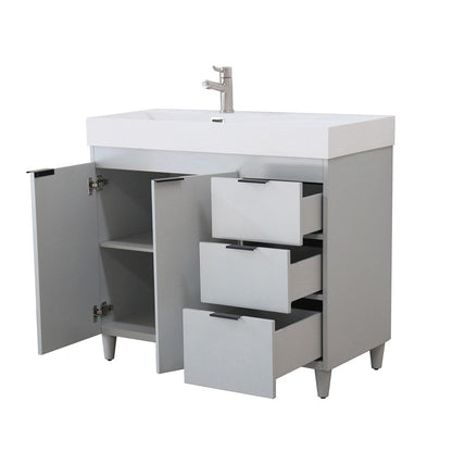 Bellaterra Home G3918-FG-SW 39" French Gray Single Sink Vanity With White Composite Granite Sink Top