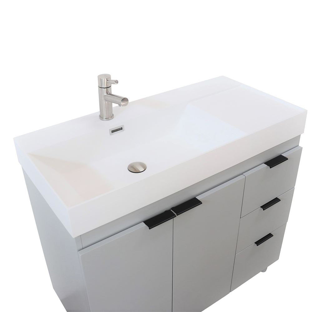 Bellaterra Home G3918-FG-SW 39" French Gray Single Sink Vanity With White Composite Granite Sink Top
