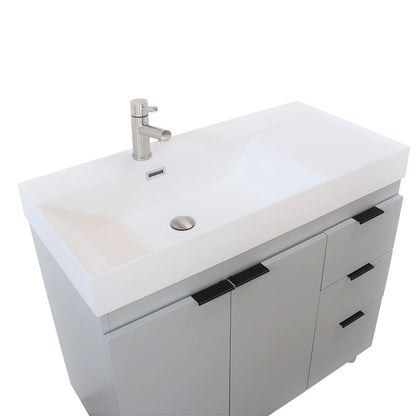 Bellaterra Home G3918-FG-SW 39" French Gray Single Sink Vanity With White Composite Granite Sink Top