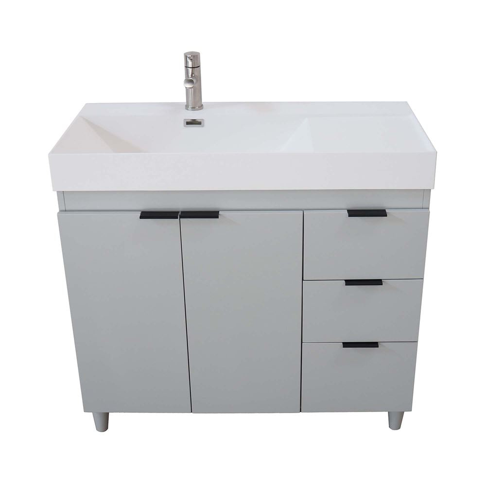 Bellaterra Home G3918-FG-SW 39" French Gray Single Sink Vanity With White Composite Granite Sink Top
