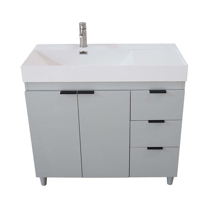 Bellaterra Home G3918-FG-SW 39" French Gray Single Sink Vanity With White Composite Granite Sink Top