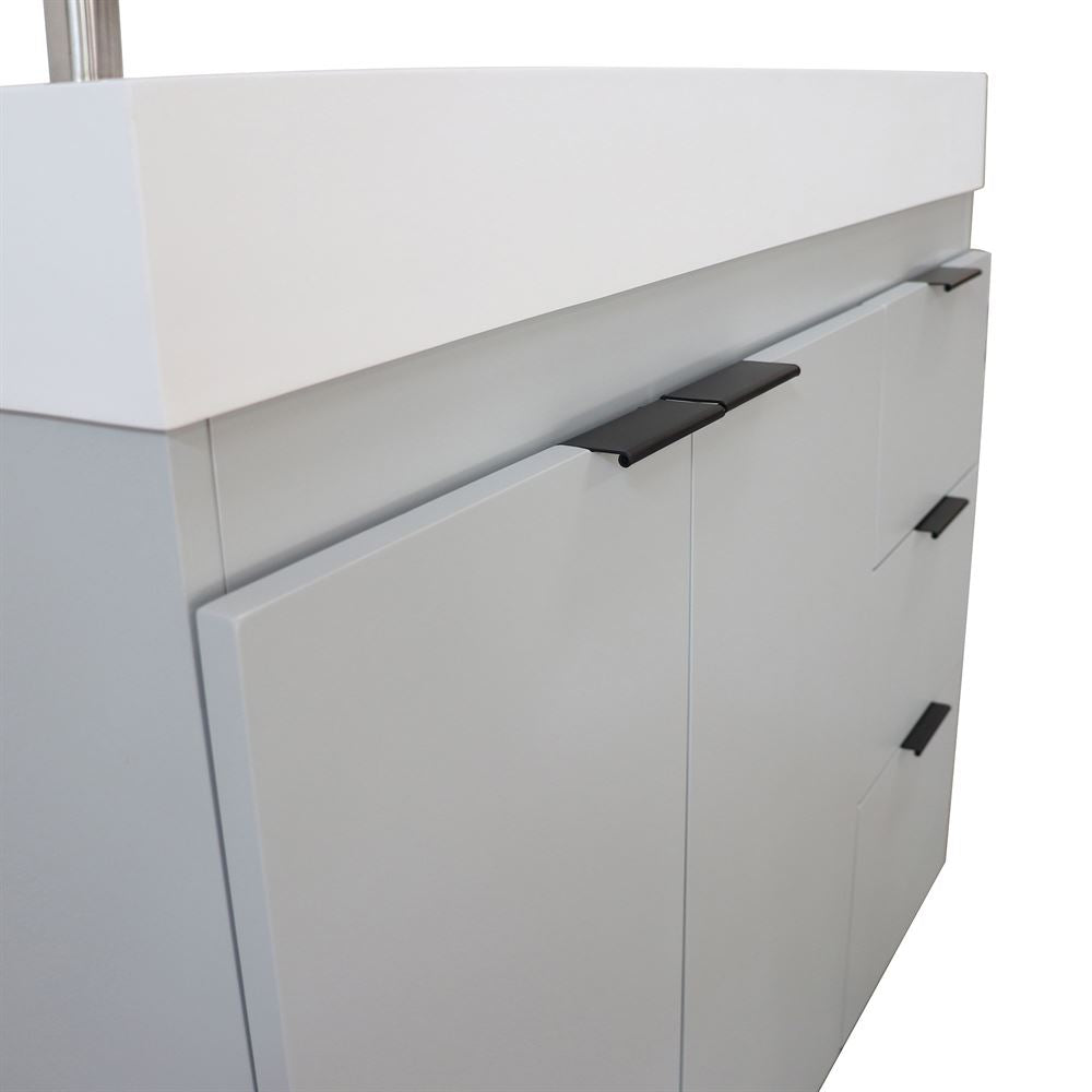 Bellaterra Home G3918-FG-SW 39" French Gray Single Sink Vanity With White Composite Granite Sink Top