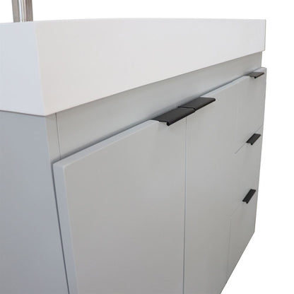 Bellaterra Home G3918-FG-SW 39" French Gray Single Sink Vanity With White Composite Granite Sink Top