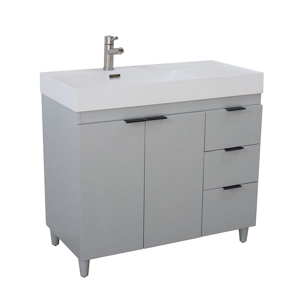Bellaterra Home G3918-FG-SW 39" French Gray Single Sink Vanity With White Composite Granite Sink Top