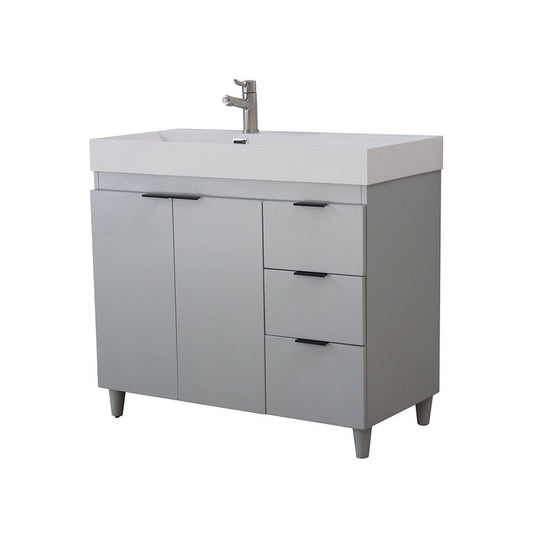 Bellaterra Home G3918-FG-SW 39" French Gray Single Sink Vanity With White Composite Granite Sink Top