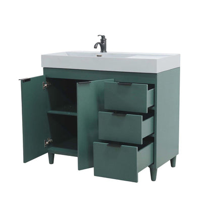 Bellaterra Home G3918-HG-FG 39" Hunter Green Single Sink Vanity With Light Gray Composite Granite Top