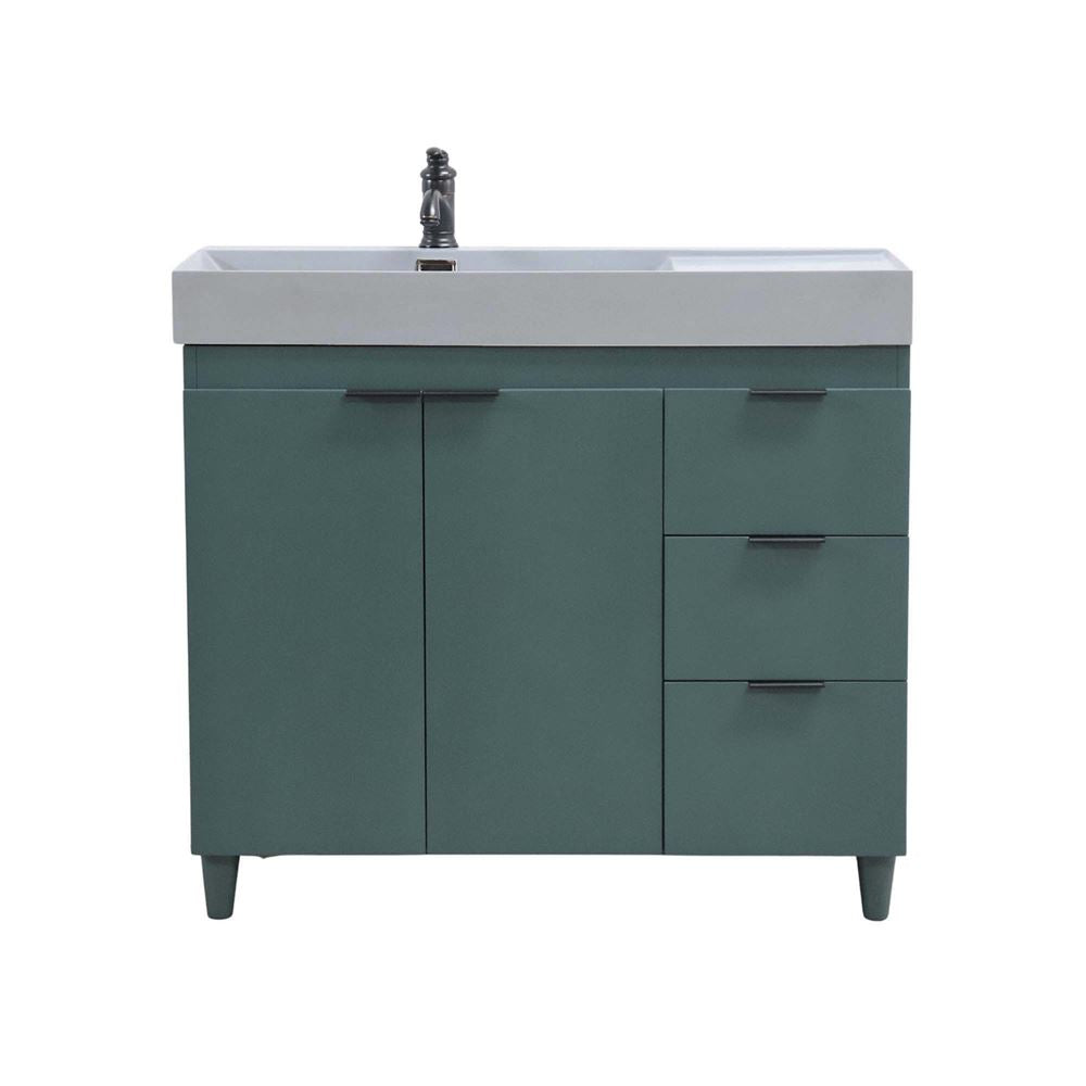 Bellaterra Home G3918-HG-FG 39" Hunter Green Single Sink Vanity With Light Gray Composite Granite Top