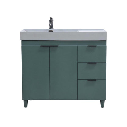 Bellaterra Home G3918-HG-FG 39" Hunter Green Single Sink Vanity With Light Gray Composite Granite Top