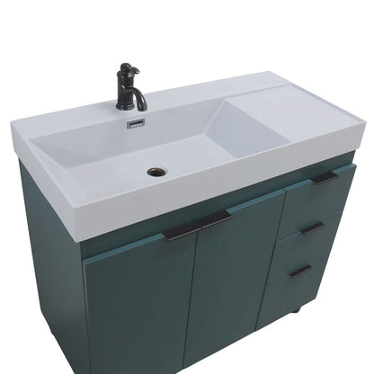 Bellaterra Home G3918-HG-FG 39" Hunter Green Single Sink Vanity With Light Gray Composite Granite Top