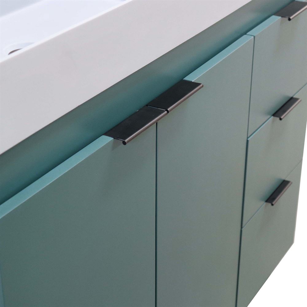 Bellaterra Home G3918-HG-FG 39" Hunter Green Single Sink Vanity With Light Gray Composite Granite Top