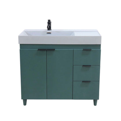 Bellaterra Home G3918-HG-FG 39" Hunter Green Single Sink Vanity With Light Gray Composite Granite Top