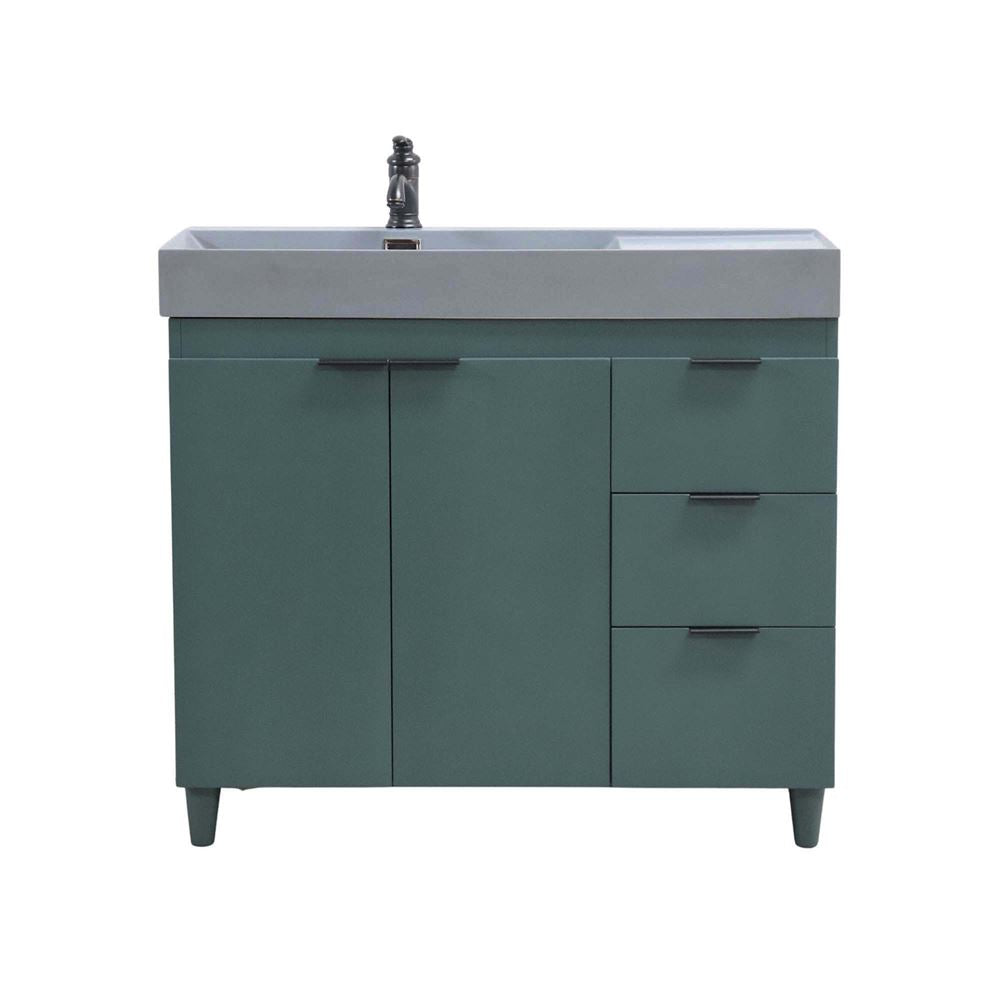 Bellaterra Home G3918-HG-SG 39" Hunter Green Single Sink Vanity With Dark Gray Composite Granite Top